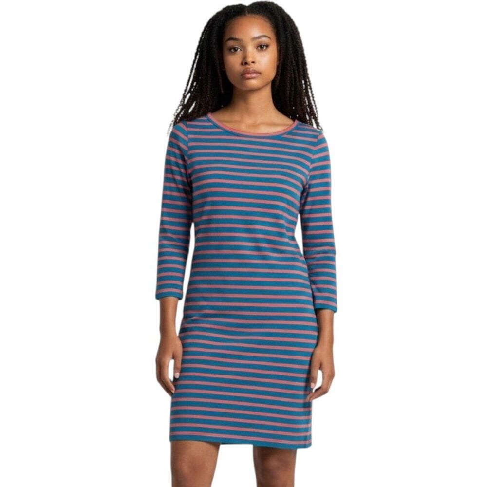 Joie Winberry Striped Knit Dress XS Blue Pink Cotton 3/4 Sleeve Mini